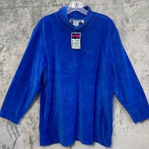 Vintage Bold Spirit sz 1X Women's tunic blue soft ribbed mock neck New Taiwan